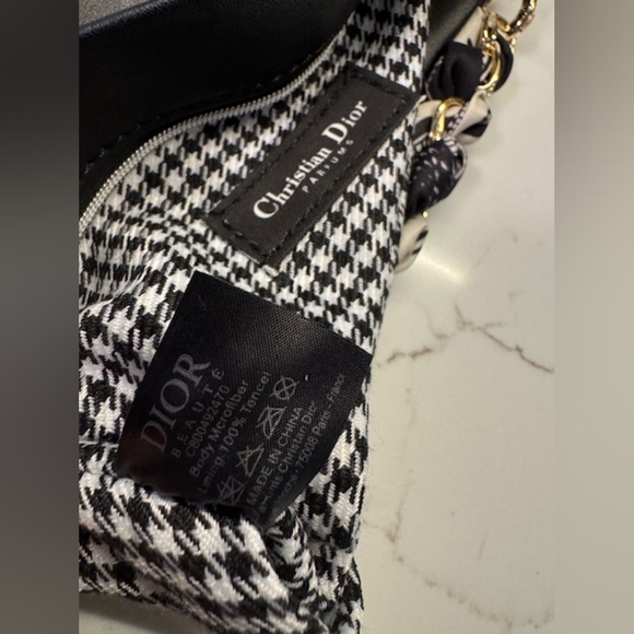 Christian DIOR beauty CD chain bag scarf clutch purse shoulder black leather - Picture 4 of 8
